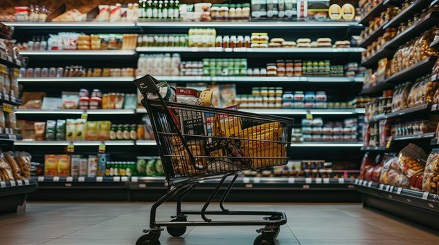 photo d'un caddie dans un supermarché pour illustrer un job alimentaire